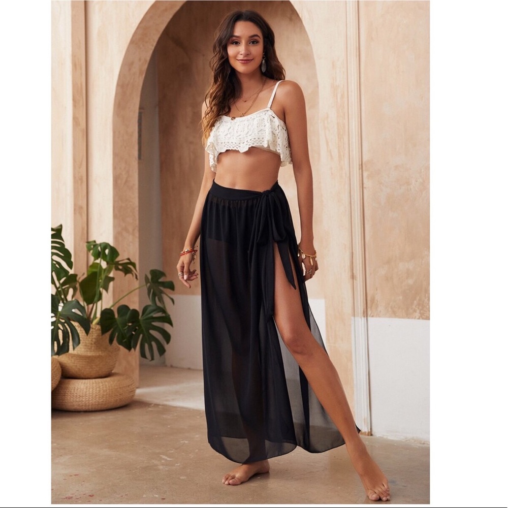 NWOT SHEIN sheer black swimsuit cover up